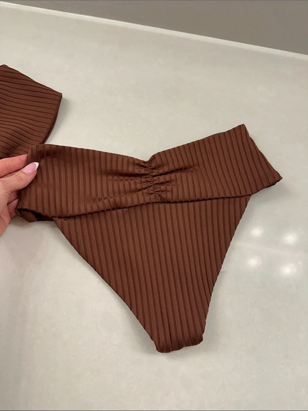 l*space Ribbed Bandeau Bikini Set in Cafe